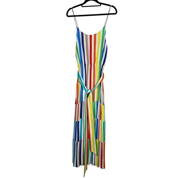 Alice & Olivia Dress Janan Rainbow Striped Maxi Belted Sleeveless Maximalist 8 - Picture 2 of 14